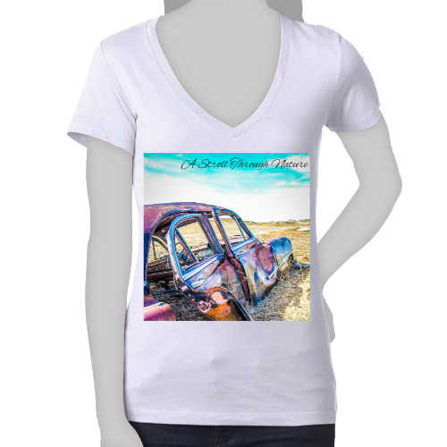 Rustic Car Women's Jersey Short Sleeve Deep V-Neck Tee - Bella+Canvas