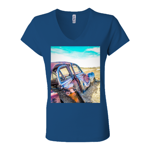 Rustic Car Women's Jersey Short Sleeve V-Neck Tee - Bella+Canvas