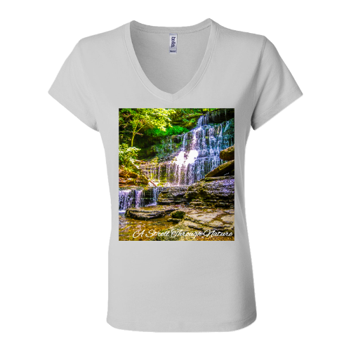 Tennessee Waterfall Women's Jersey Short Sleeve V-Neck Tee - Bella+Canvas