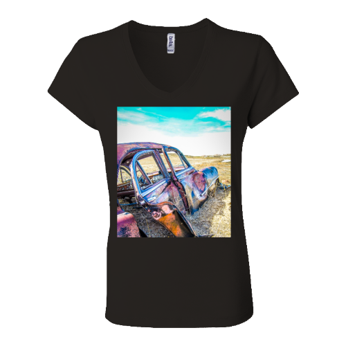 Rustic Car Women's Jersey Short Sleeve V-Neck Tee - Bella+Canvas