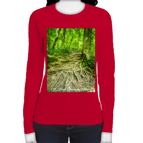 The Well Travelled Path Women's Fitted Long Sleeve Tee - Gildan