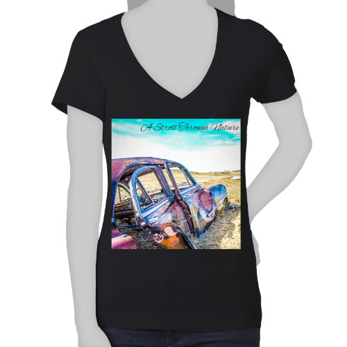 Rustic Car Women's Jersey Short Sleeve Deep V-Neck Tee - Bella+Canvas