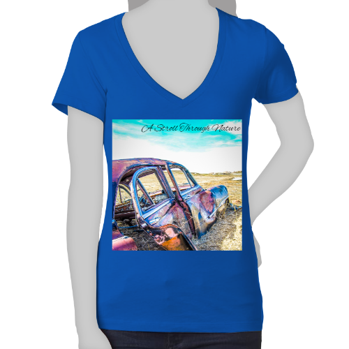 Rustic Car Women's Jersey Short Sleeve Deep V-Neck Tee - Bella+Canvas