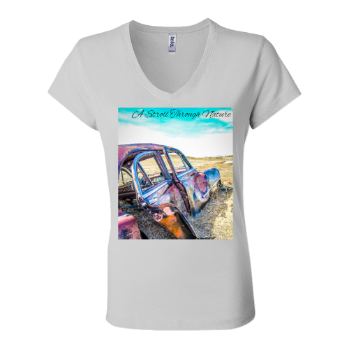 Rustic Car Women's Jersey Short Sleeve V-Neck Tee - Bella+Canvas