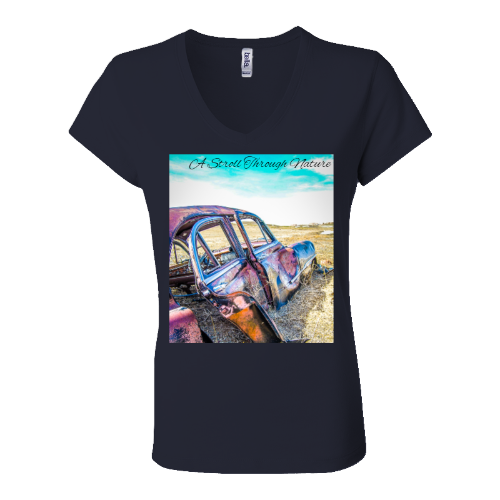 Rustic Car Women's Jersey Short Sleeve V-Neck Tee - Bella+Canvas